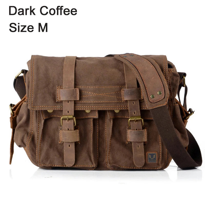 Canvas & Leather Messenger Bag