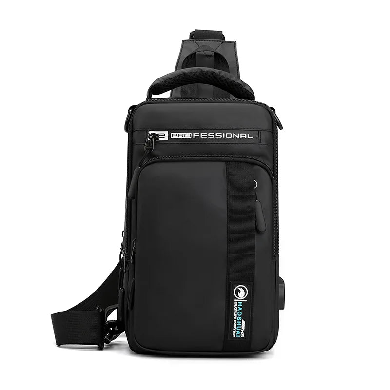 Waterproof Crossbody Bag for Men — USB Charging Anti-Theft Sling