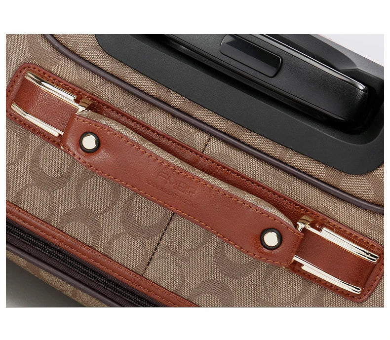 Leather Rolling Luggage Set — Suitcase with Handbag & Carry-On