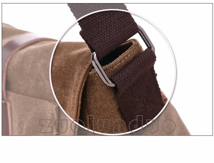 Men's Canvas Messenger Bag — Vintage Crossbody Shoulder Bag