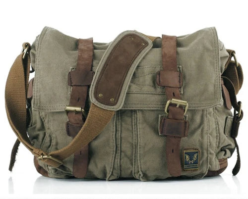 Canvas & Leather Messenger Bag
