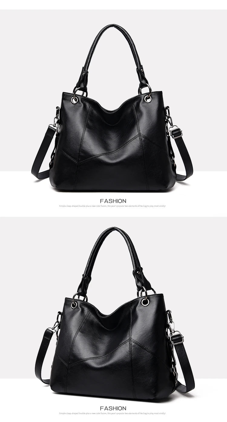 Slouchy Leather 2 way bag-Top Handles + Detachable Strap