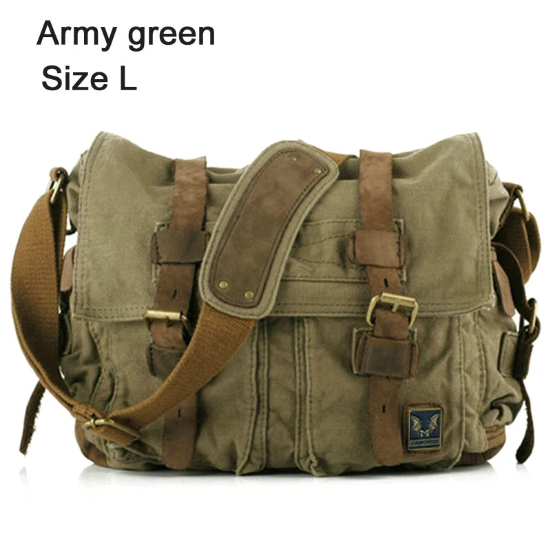 Canvas & Leather Messenger Bag
