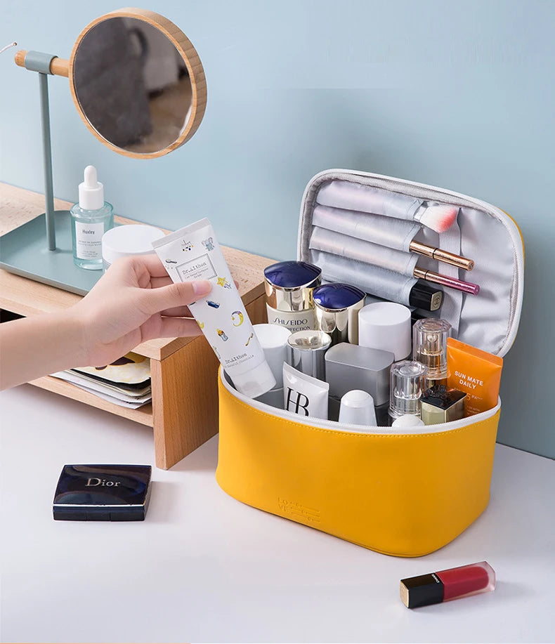 Large Easy-Clean PU Travel Makeup Bag