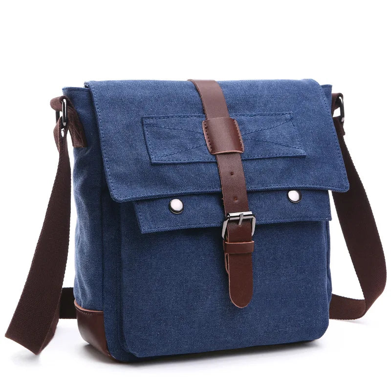 Men's Canvas Messenger Bag — Vintage Crossbody Shoulder Bag