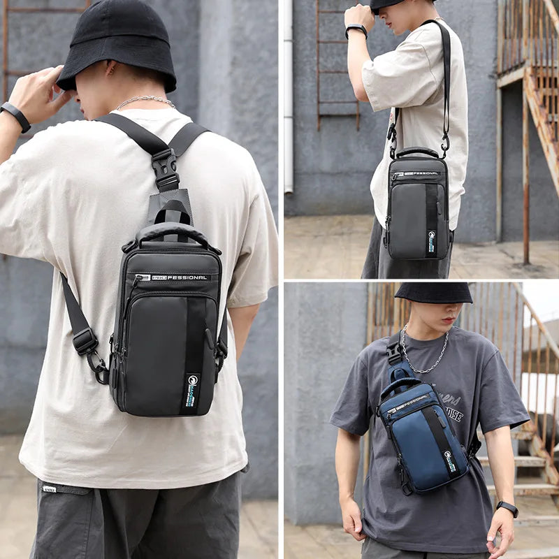Waterproof Crossbody Bag for Men — USB Charging Anti-Theft Sling