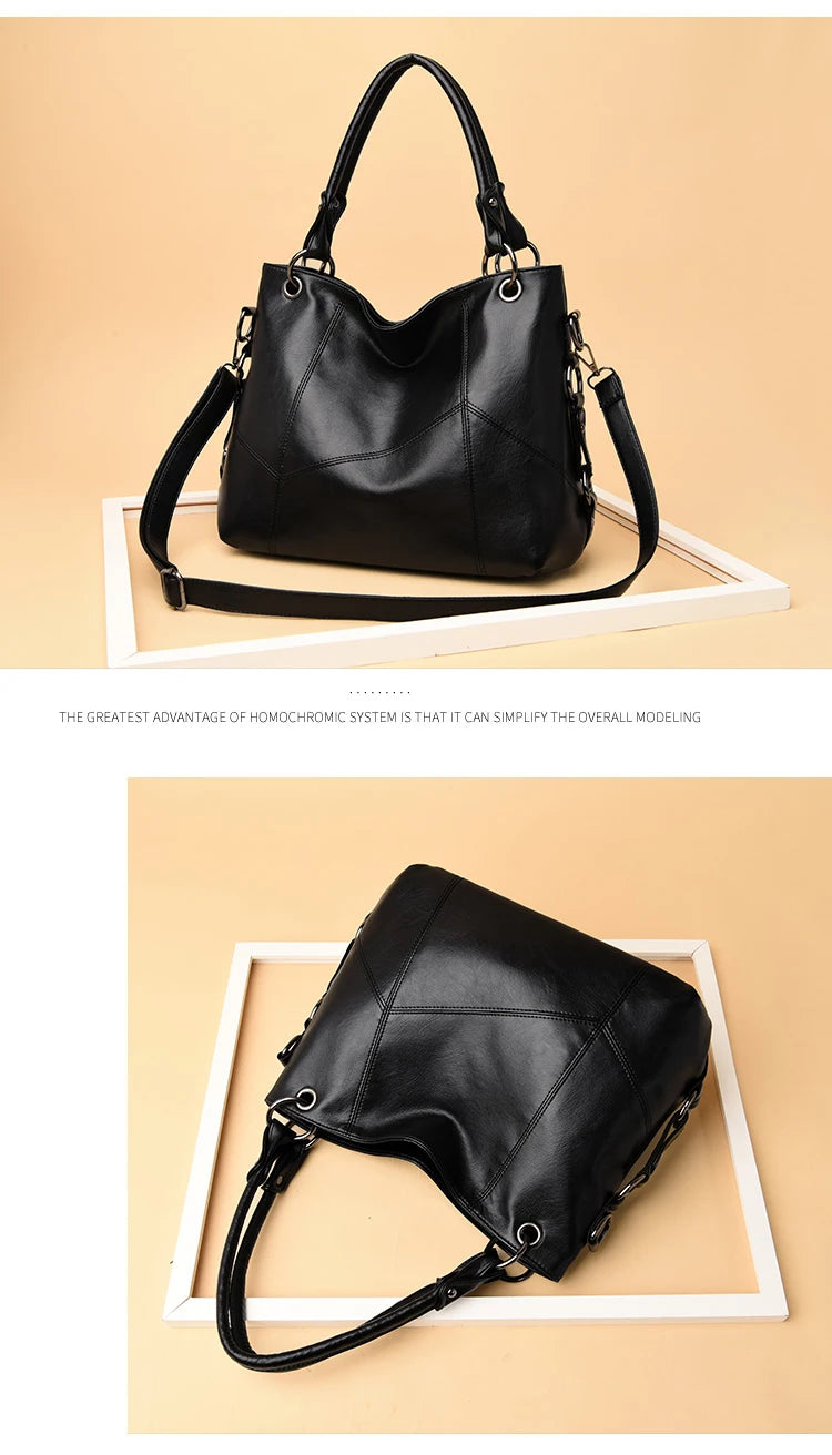 Slouchy Leather 2 way bag-Top Handles + Detachable Strap