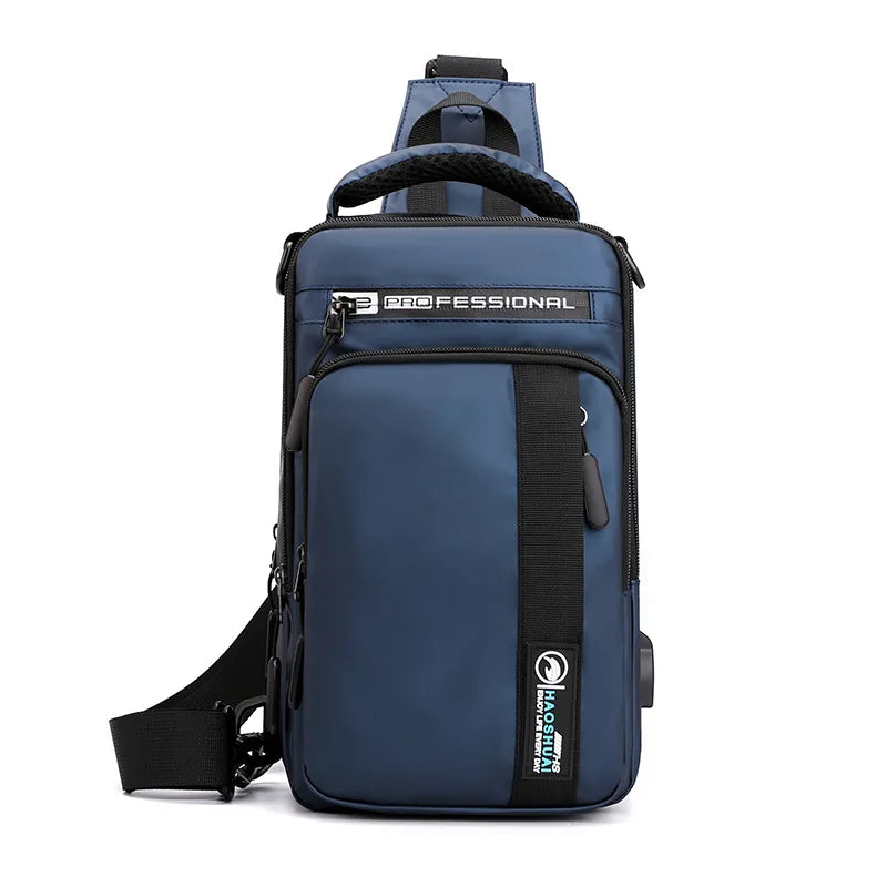 Waterproof Crossbody Bag for Men — USB Charging Anti-Theft Sling