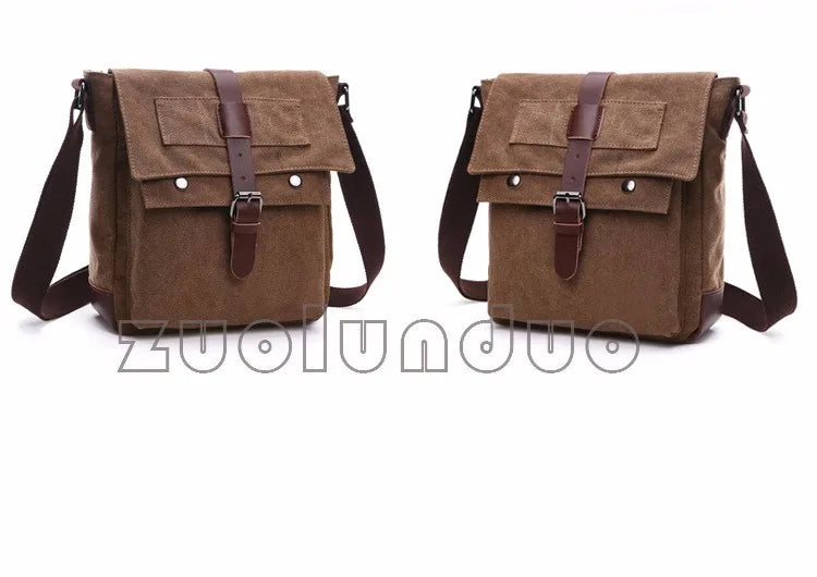 Men's Canvas Messenger Bag — Vintage Crossbody Shoulder Bag