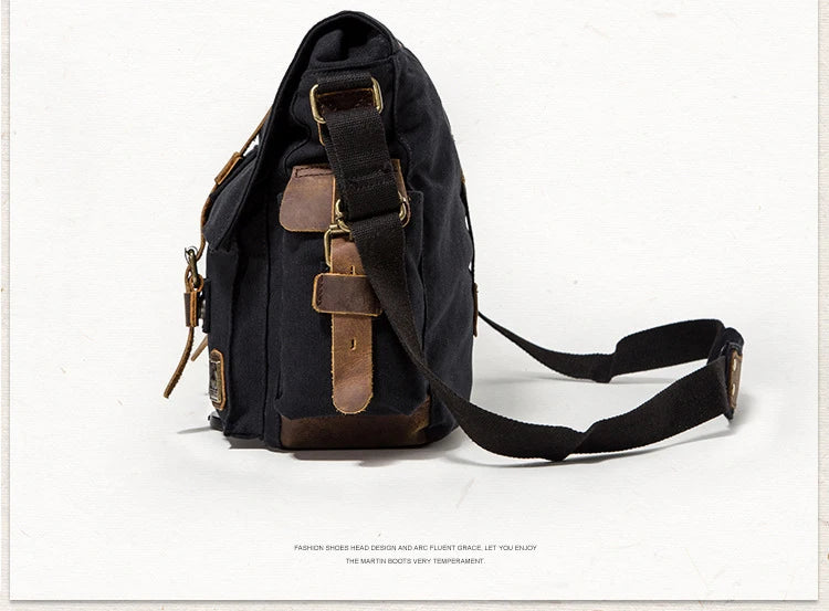 Canvas & Leather Messenger Bag