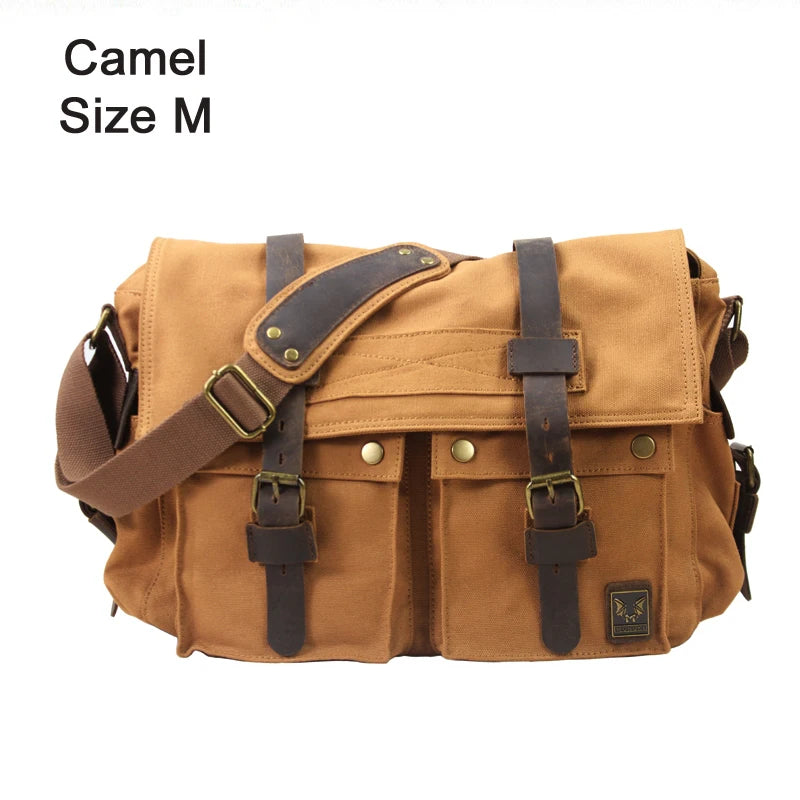 Canvas & Leather Messenger Bag