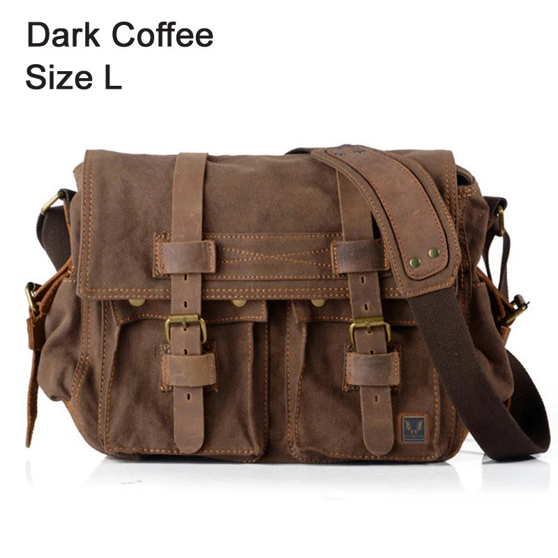 Canvas & Leather Messenger Bag