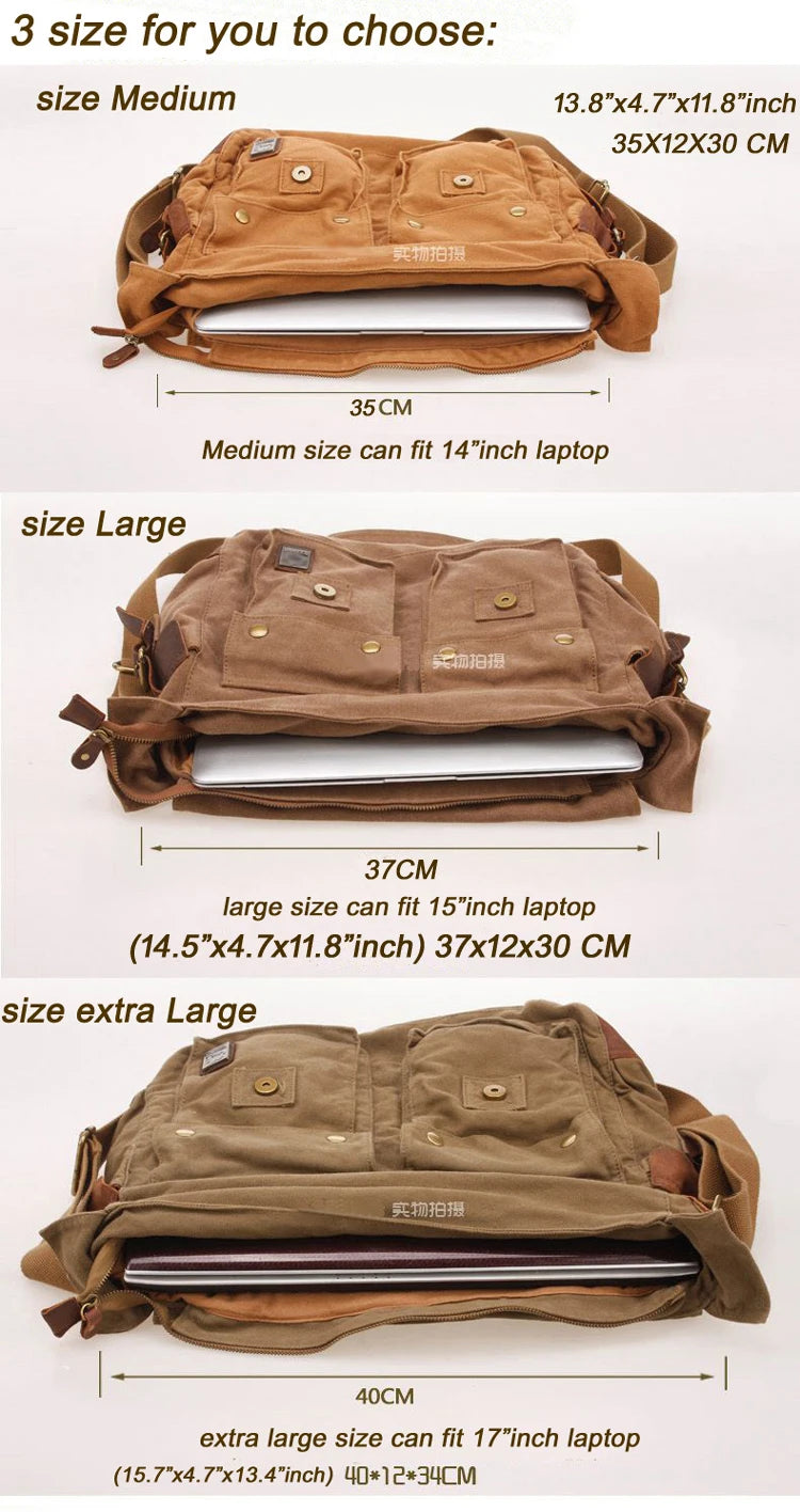 Canvas & Leather Messenger Bag