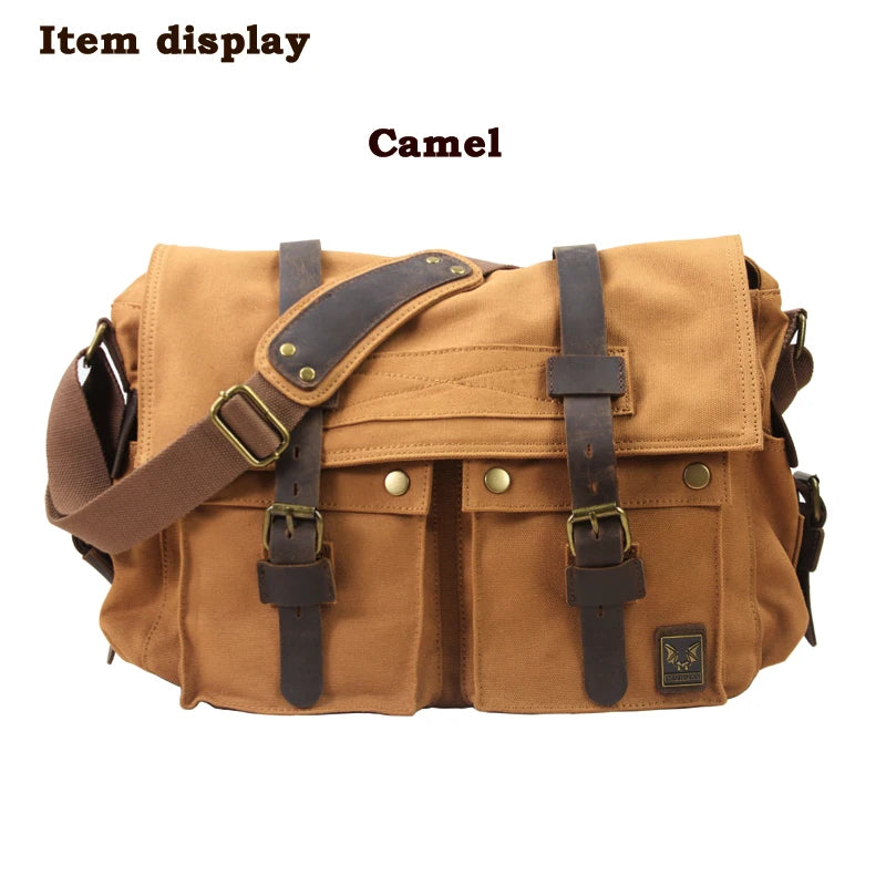 Canvas & Leather Messenger Bag