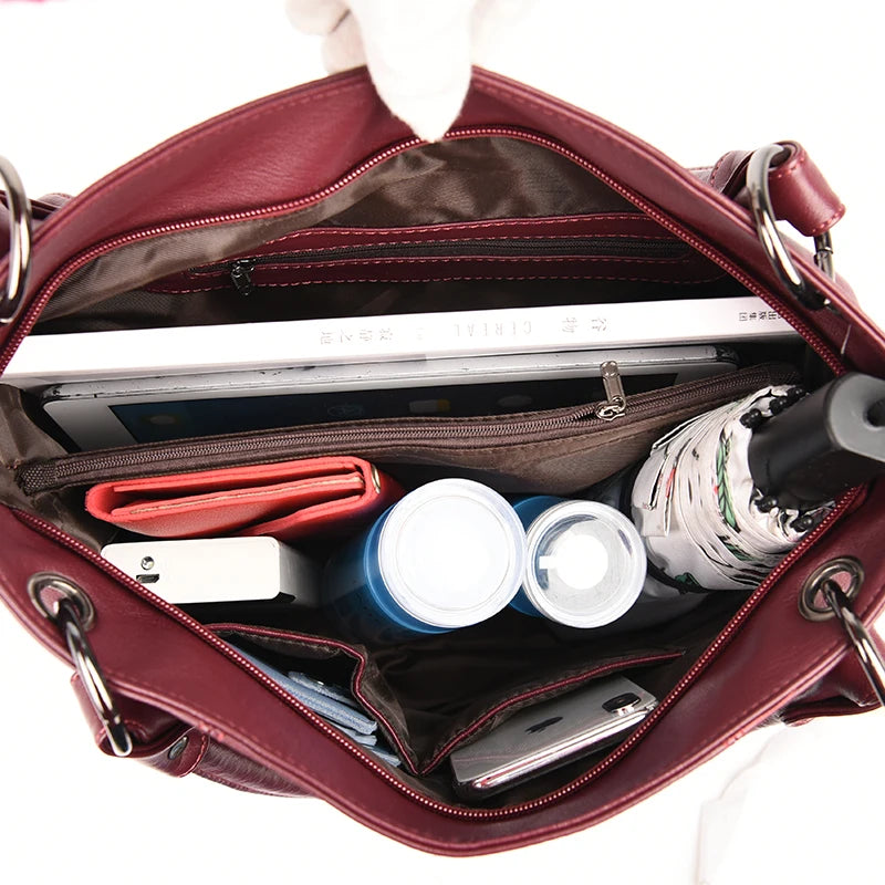 Slouchy Leather 2 way bag-Top Handles + Detachable Strap