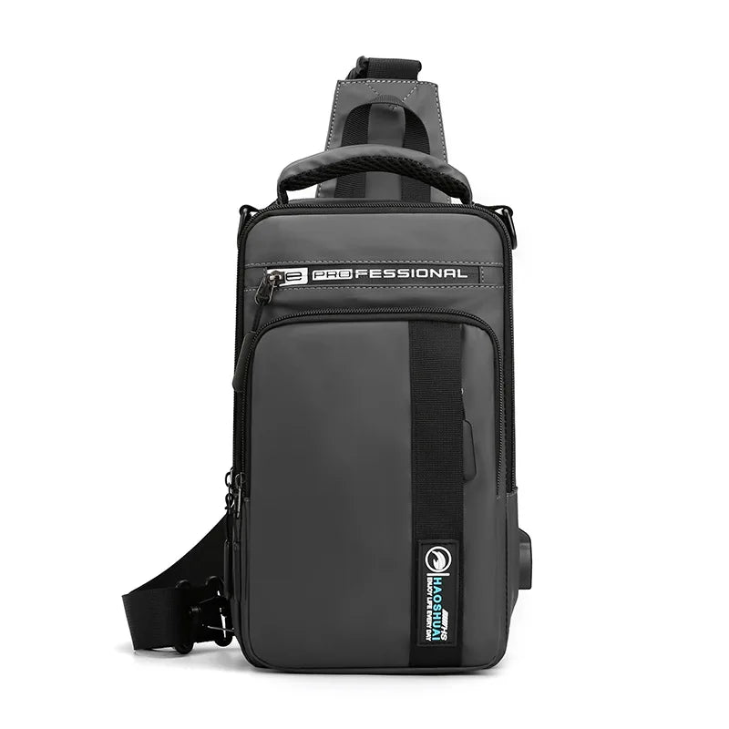Waterproof Crossbody Bag for Men — USB Charging Anti-Theft Sling