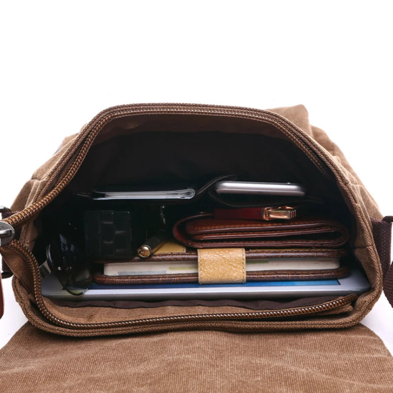 Men's Canvas Messenger Bag — Vintage Crossbody Shoulder Bag