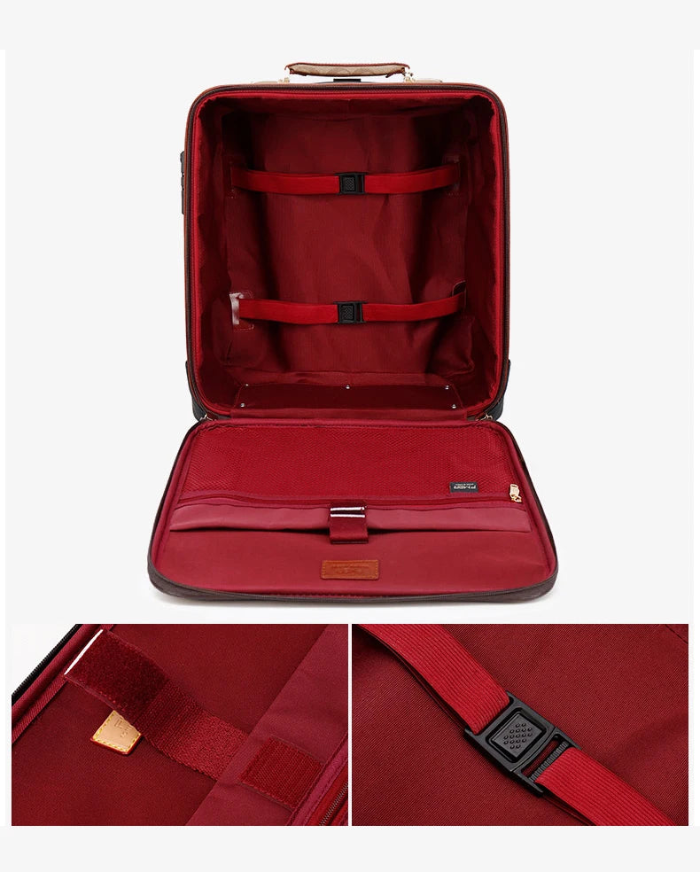 Leather Rolling Luggage Set — Suitcase with Handbag & Carry-On
