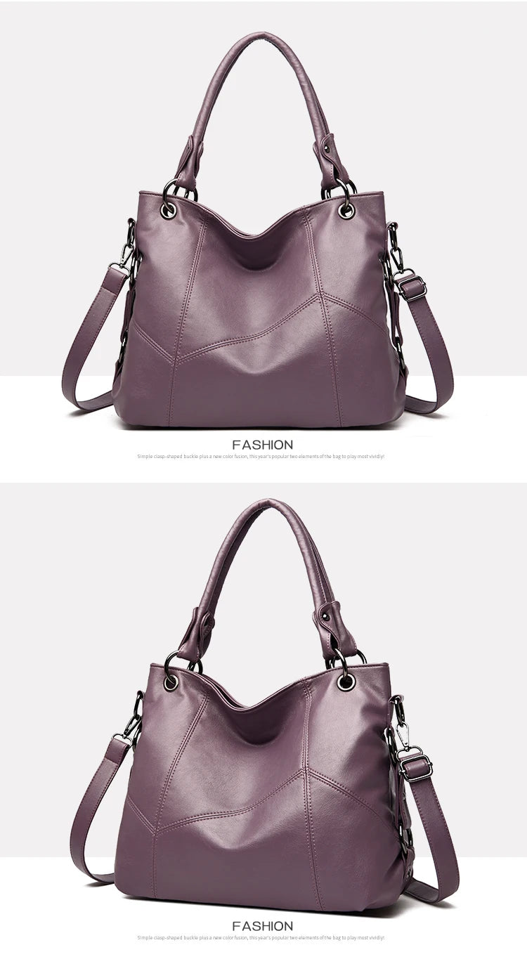 Slouchy Leather 2 way bag-Top Handles + Detachable Strap