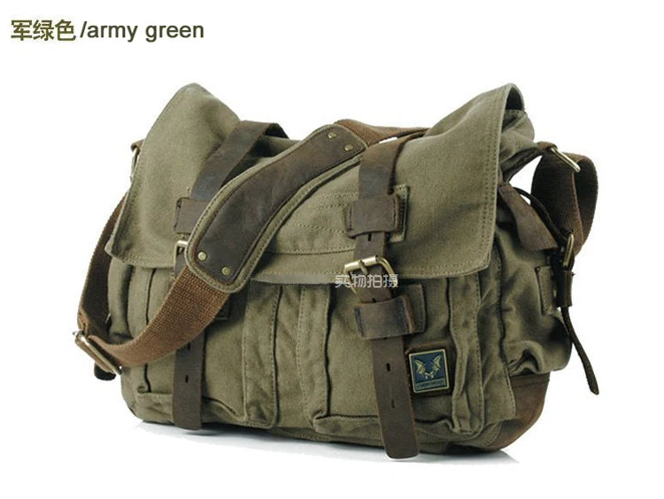 Canvas & Leather Messenger Bag