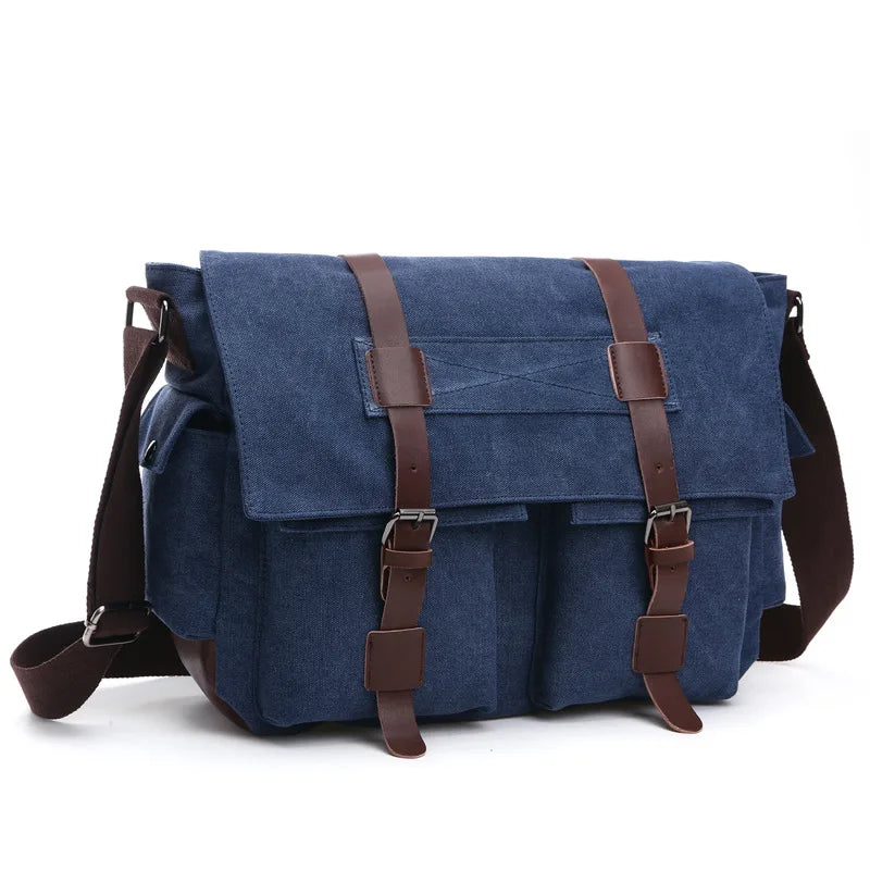 Men's Canvas Messenger Bag — Vintage Crossbody Shoulder Bag