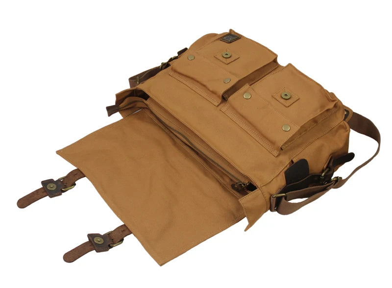 Canvas & Leather Messenger Bag