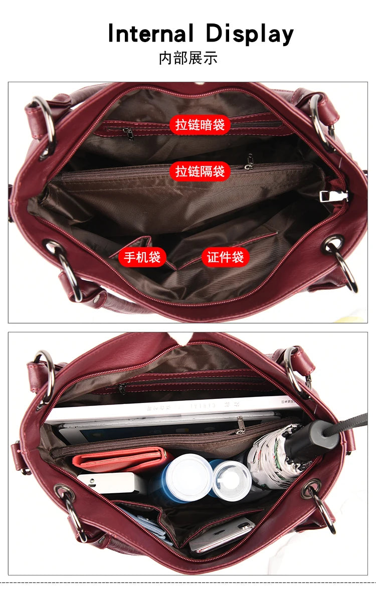 Slouchy Leather 2 way bag-Top Handles + Detachable Strap