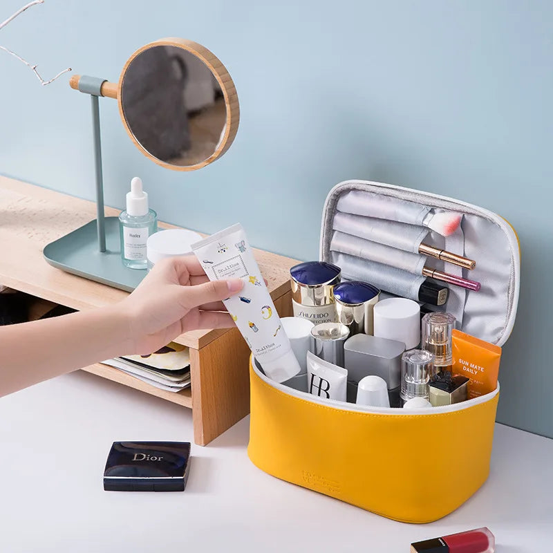 Large Easy-Clean PU Travel Makeup Bag