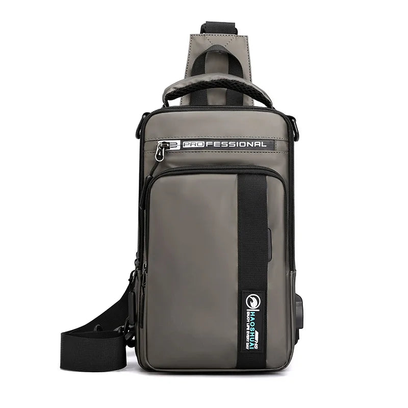Waterproof Crossbody Bag for Men — USB Charging Anti-Theft Sling