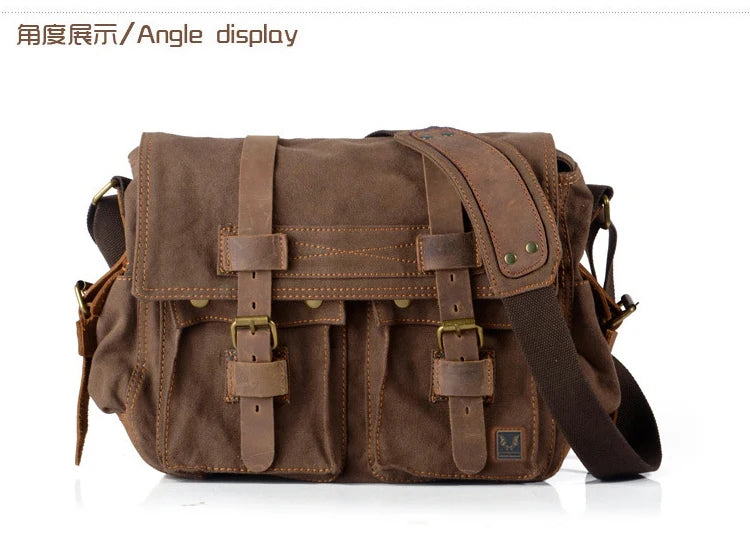 Canvas & Leather Messenger Bag