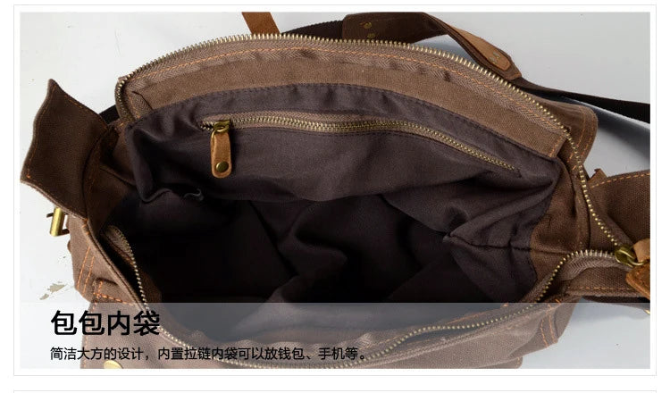 Canvas & Leather Messenger Bag