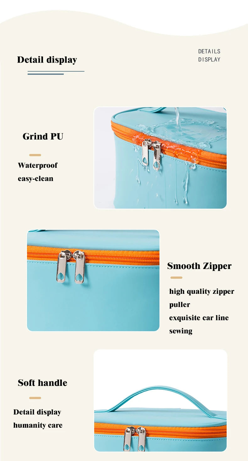 Large Easy-Clean PU Travel Makeup Bag