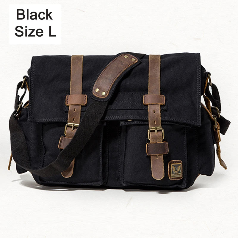 Canvas & Leather Messenger Bag