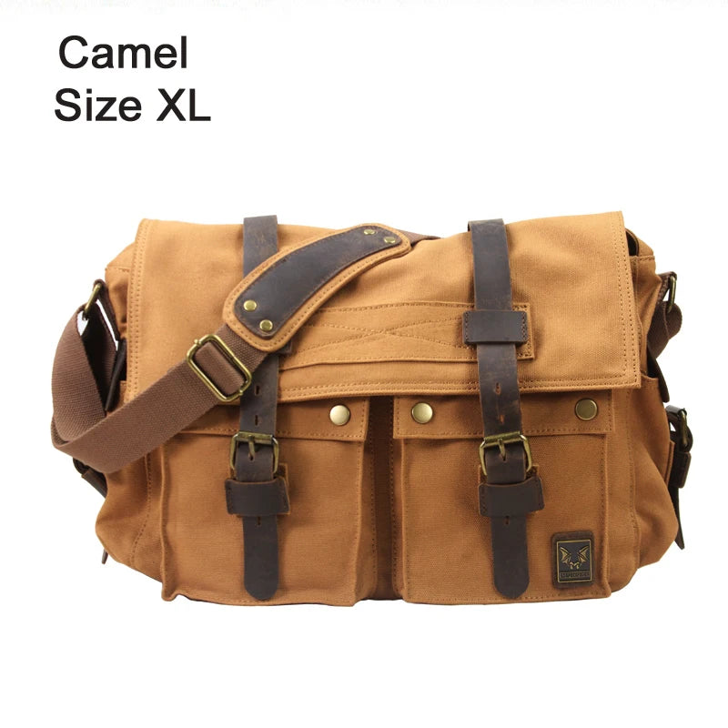 Canvas & Leather Messenger Bag
