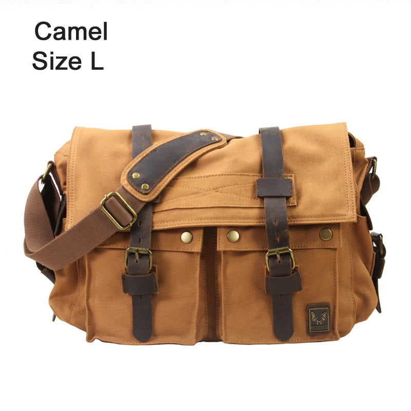 Canvas & Leather Messenger Bag