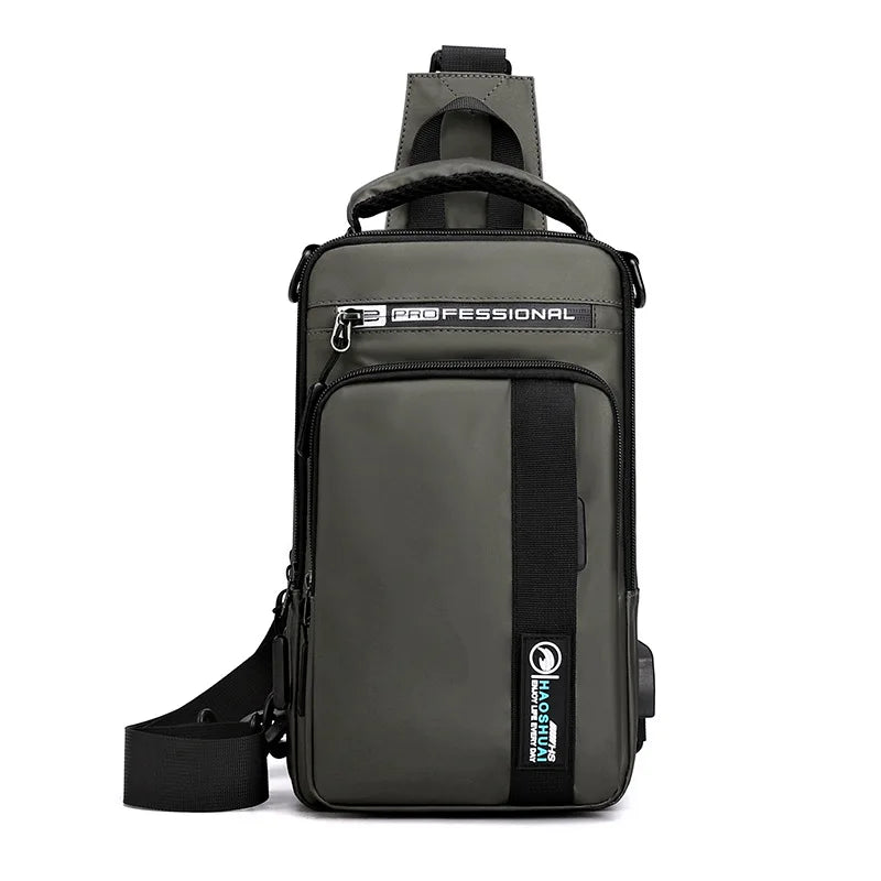 Waterproof Crossbody Bag for Men — USB Charging Anti-Theft Sling