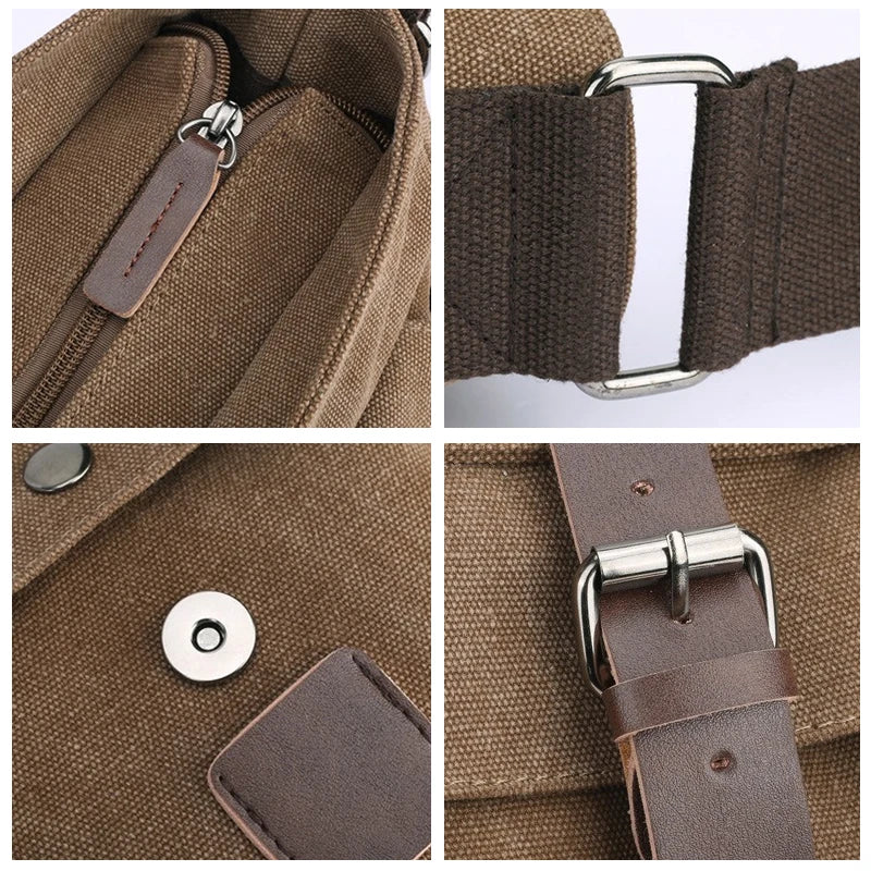 Men's Canvas Messenger Bag — Vintage Crossbody Shoulder Bag