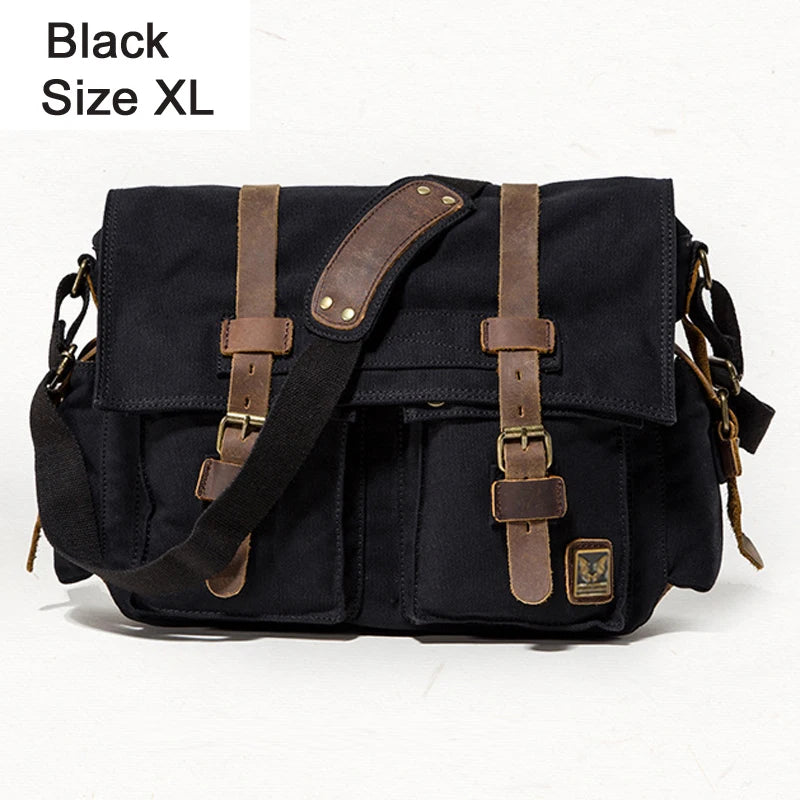 Canvas & Leather Messenger Bag