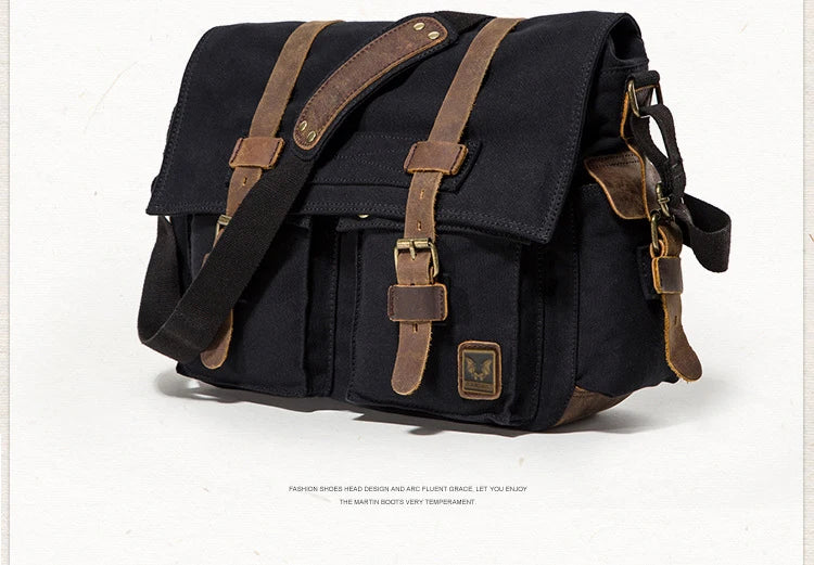 Canvas & Leather Messenger Bag