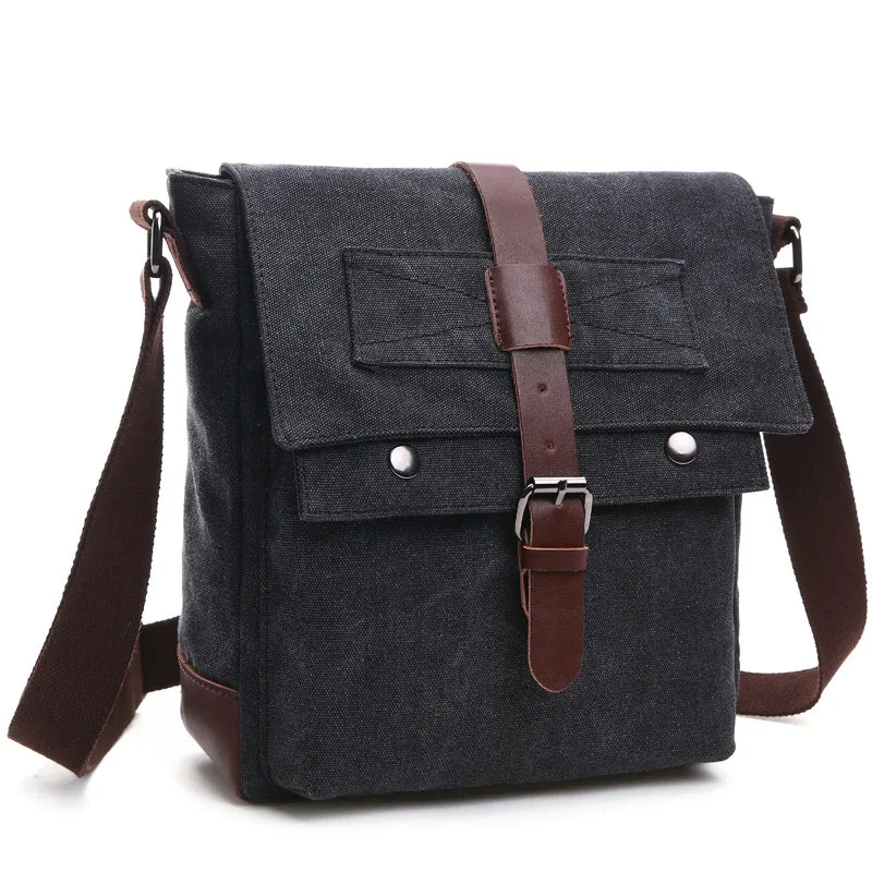 Men's Canvas Messenger Bag — Vintage Crossbody Shoulder Bag