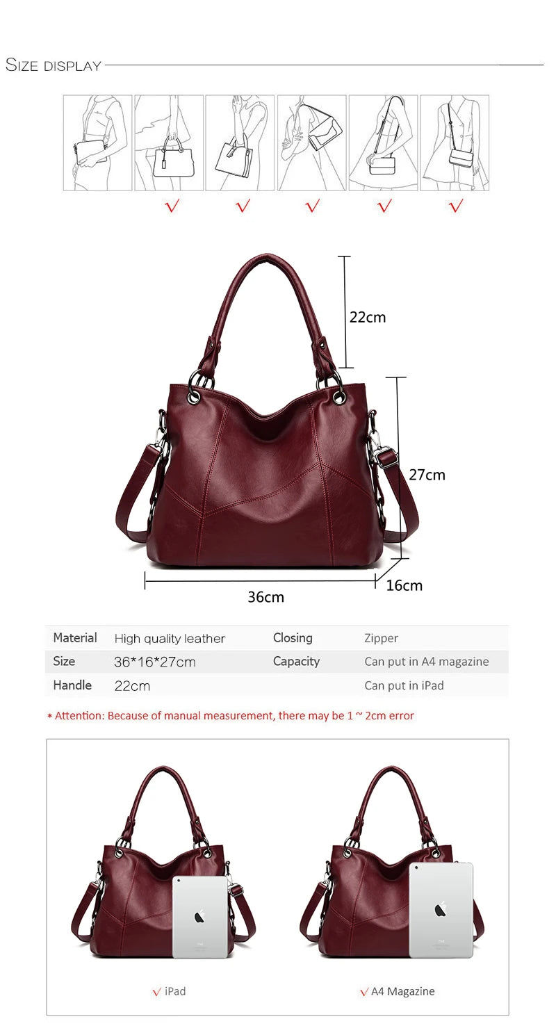 Slouchy Leather 2 way bag-Top Handles + Detachable Strap