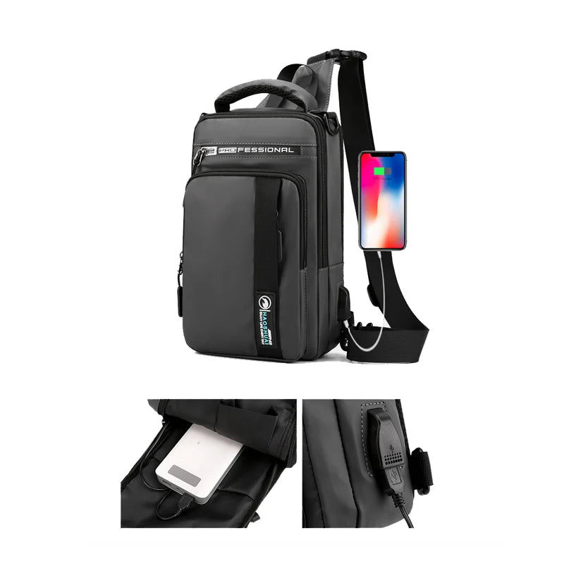 Waterproof Crossbody Bag for Men — USB Charging Anti-Theft Sling