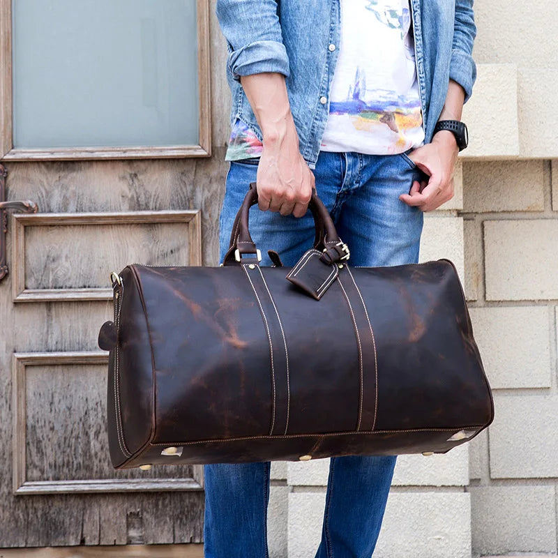 Men's Genuine Leather Duffle Bag