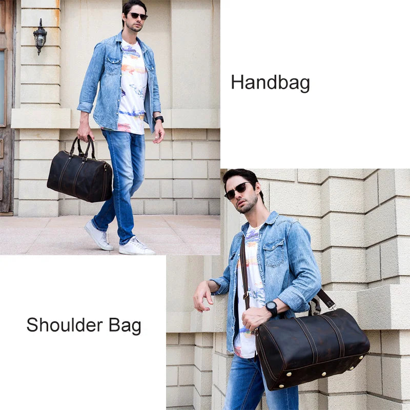 Men's Genuine Leather Duffle Bag