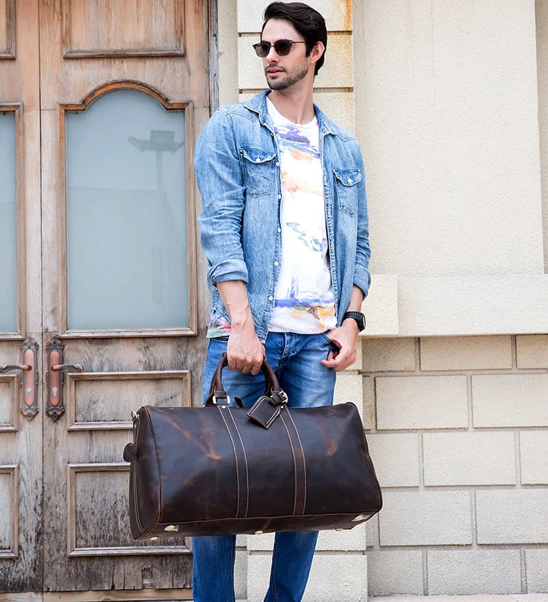 Men's Genuine Leather Duffle Bag