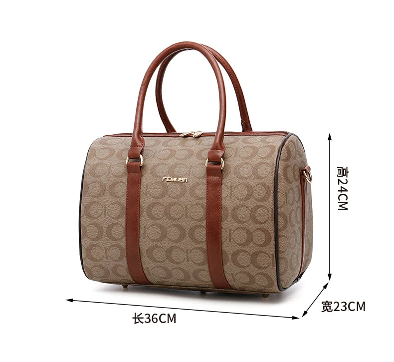 Leather Rolling Luggage Set — Suitcase with Handbag & Carry-On