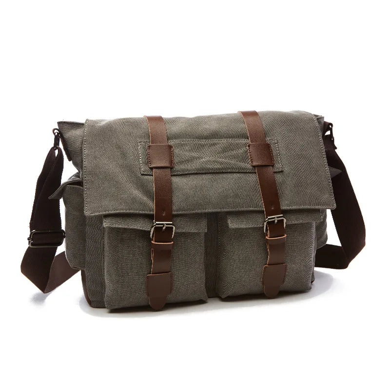 Men's Canvas Messenger Bag — Vintage Crossbody Shoulder Bag