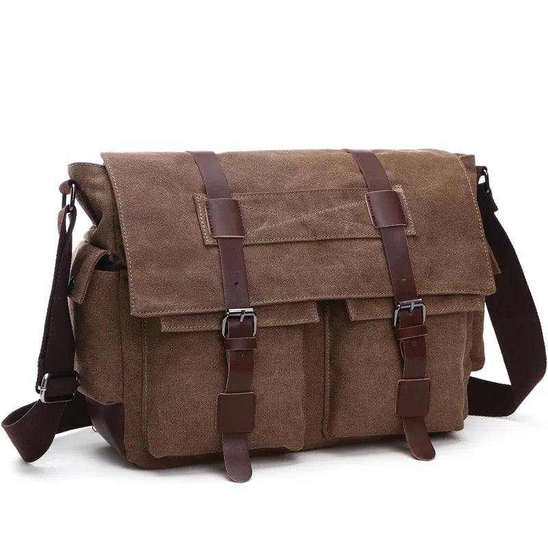 Men's Canvas Messenger Bag — Vintage Crossbody Shoulder Bag