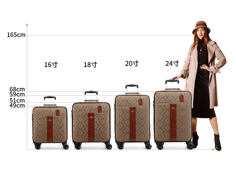 Leather Rolling Luggage Set — Suitcase with Handbag & Carry-On