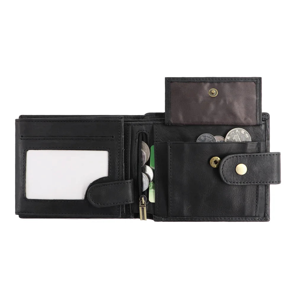 RFID Genuine Leather Men's Wallet — Slim Bifold Card Holder